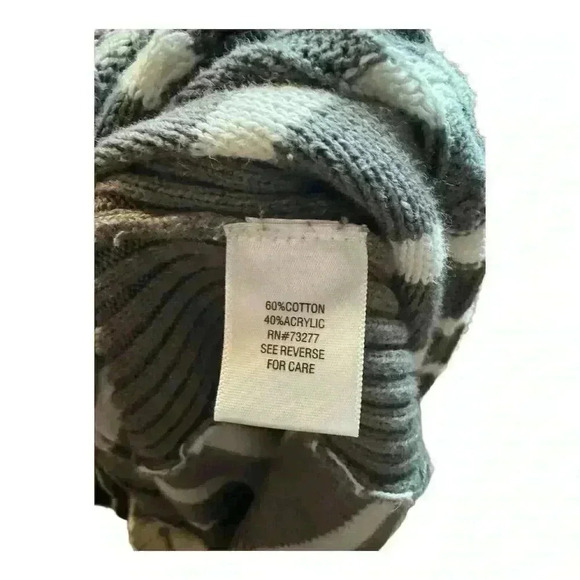 Croft & Barrow Women's 2XL Gray Cable-Knit Striped V-Neck Sweater - Picture 6 of 8